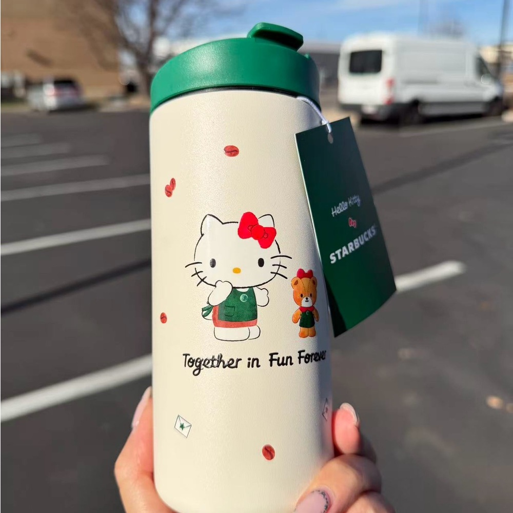 Starbucks Cream Tumbler with Green Lid